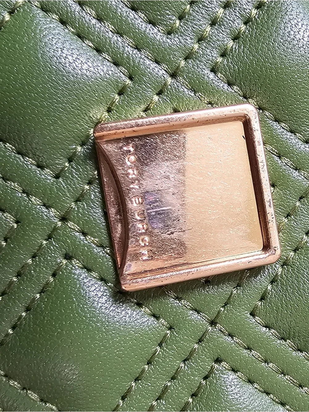 Tory Burch Olive Green Quilted Leather Shoulder Bag with Gold Chain